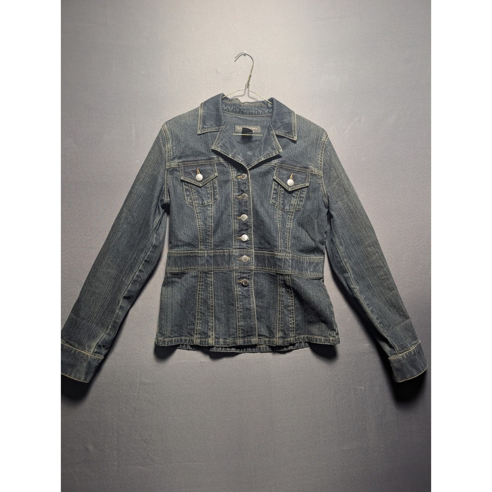 Vintage Banana Republic Jacket Womens Small Blue Denim Cotton Tailored Waistline